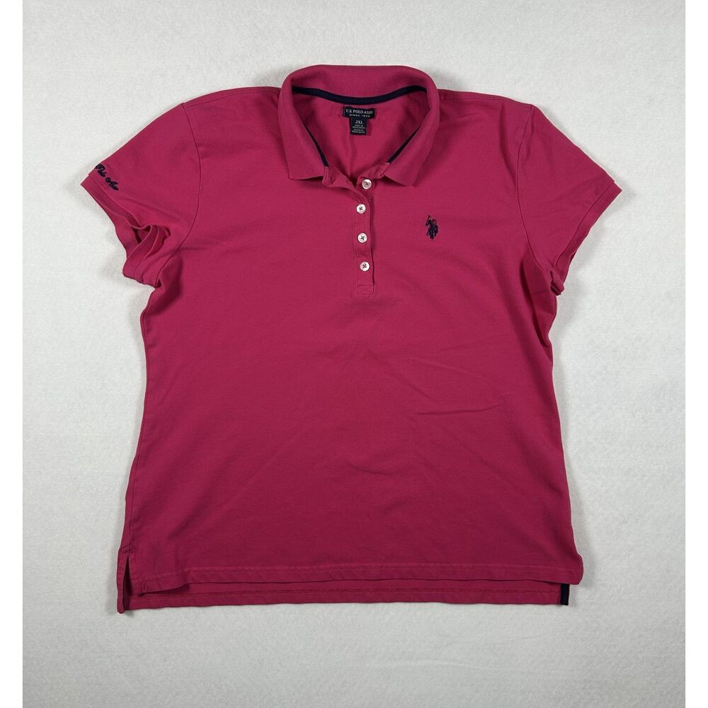 U.S. Polo Assn. Women's Classic Pique Polo Shirt in fuchsia/dark pink, Size 2XL